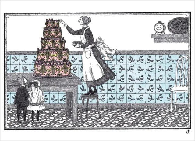 Pomegranate Edward Gorey Birthday Cake fødselsdagskort
