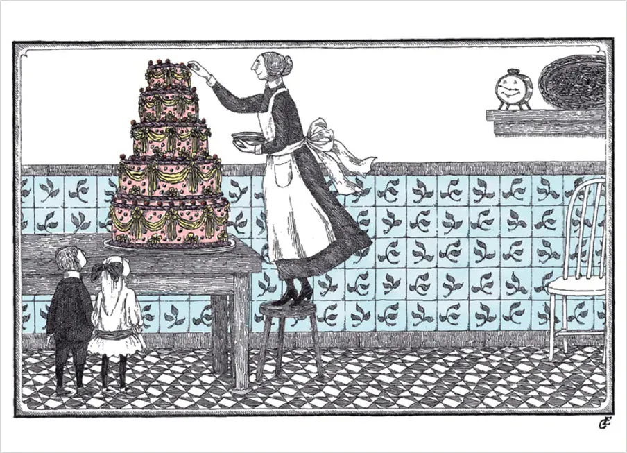 Pomegranate Edward Gorey Birthday Cake fødselsdagskort