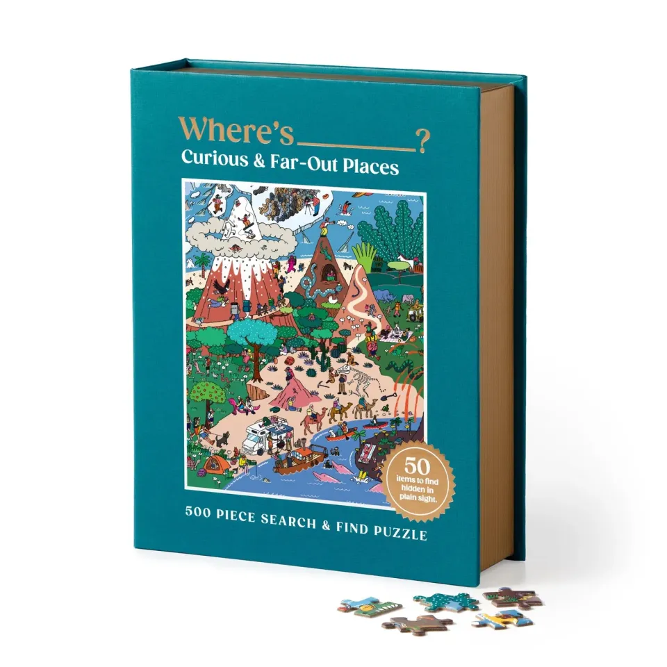 Galison Where's Curious and Far Out Places puslespil 500 brikker