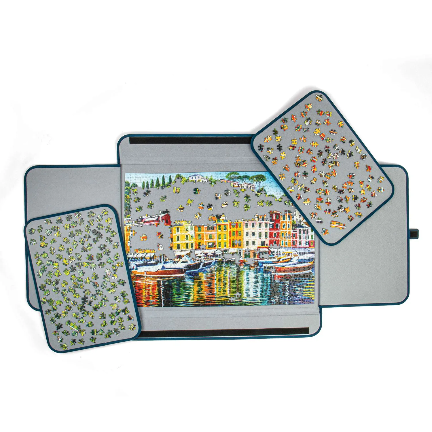 House of Puzzle Deluxe puslebord 1000 brikker mørkeblå filt