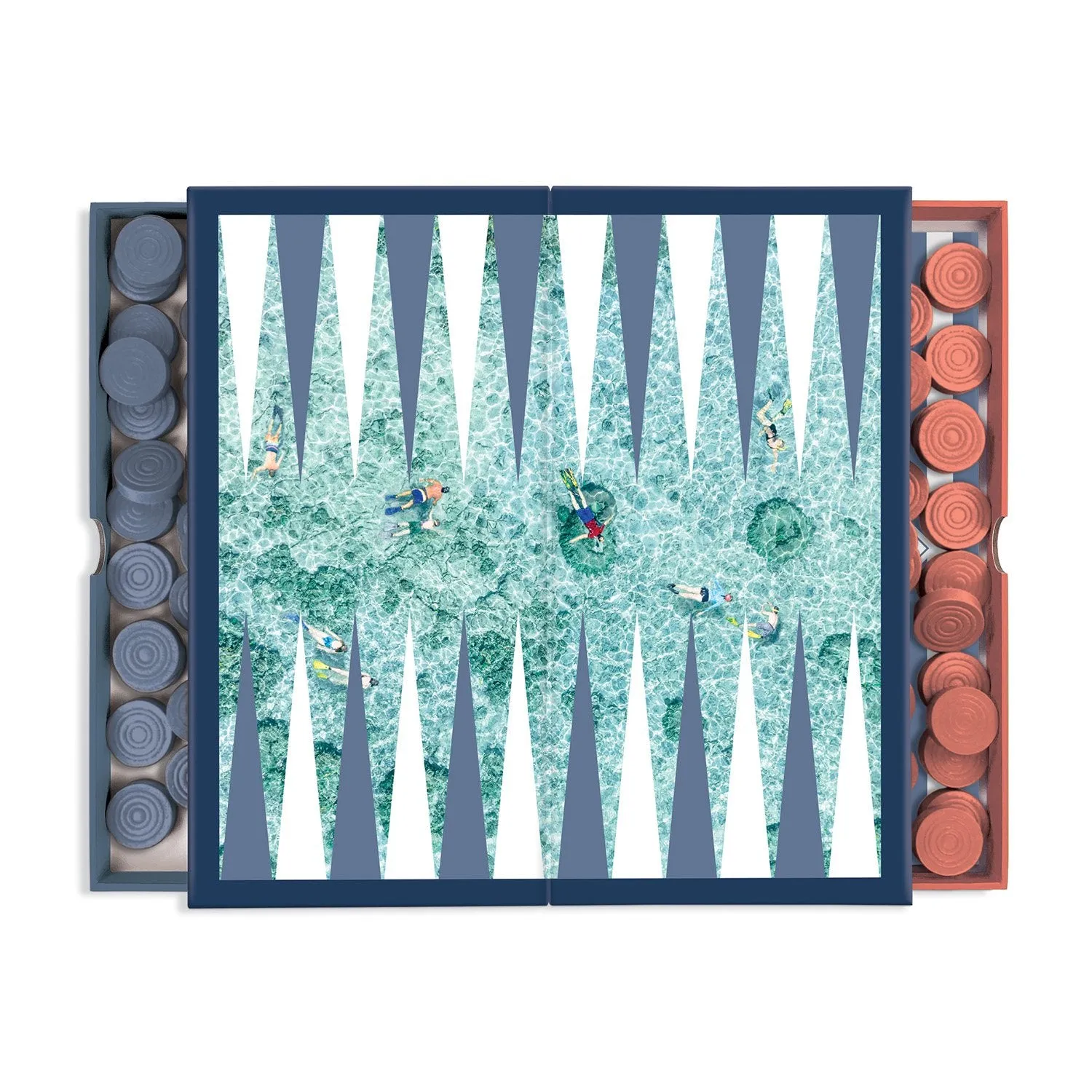 Gray Malin 2-i-1 spilsæt backgammon dam strand