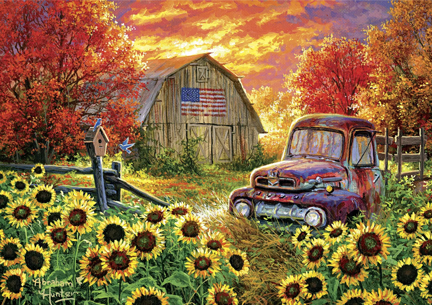 Buffalo Games Abraham Hunter Old Glory Farmstead puslespil 500 brikker gård