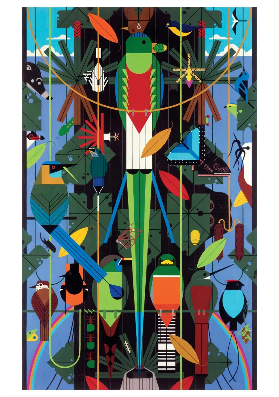 Pomegranate Charley Harper Monteverde Cloud Forest kunstkort fugl