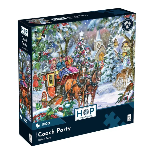 House of Puzzles Coach Party puslespil 1000 brikker julemotiv