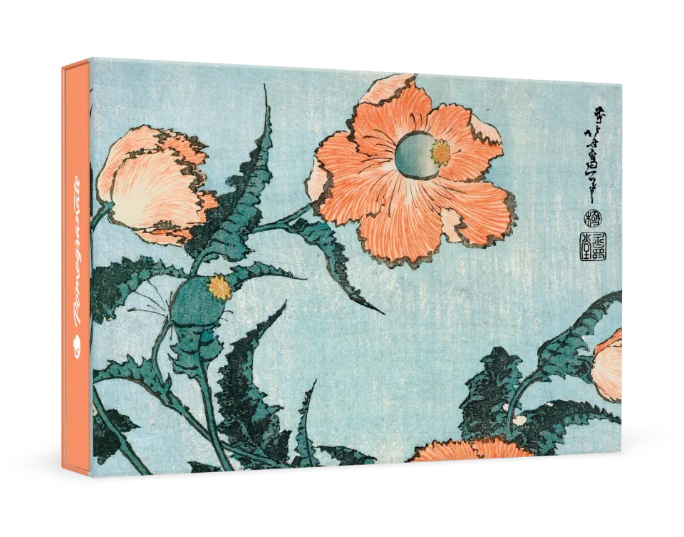 Pomegranate Hokusai Poppies små kort lille æske blomster