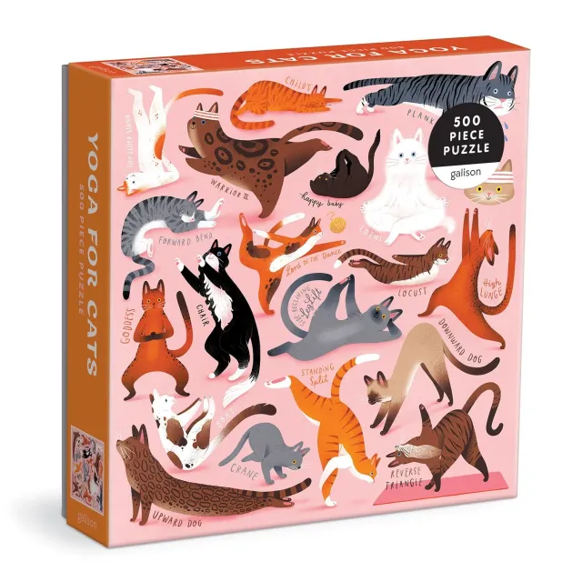 Galison Yoga for Cats puslespil 500 brikker katte