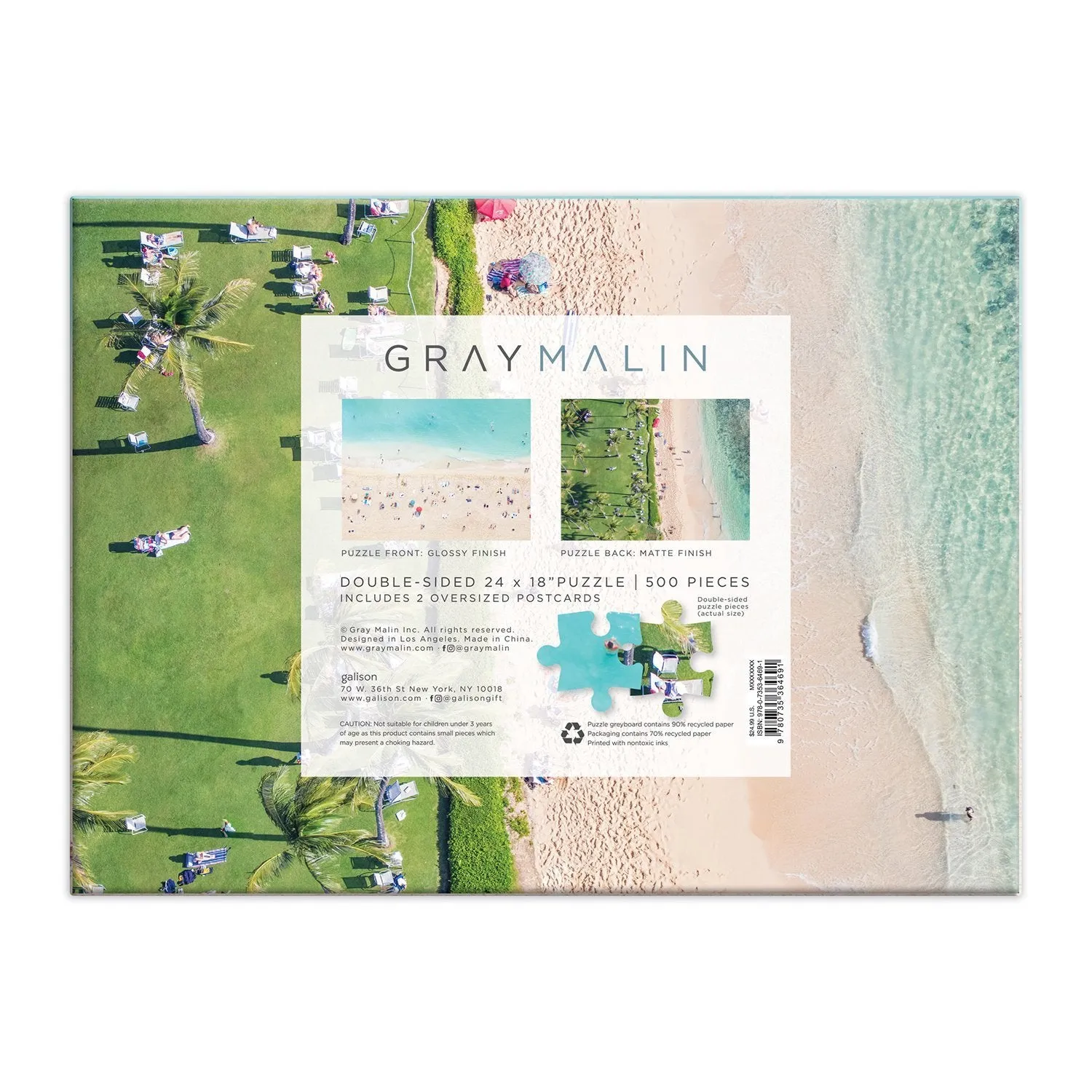 Good Puzzle Co. Gray Malin Hawaii Beach puslespil 500 dobbeltsidet