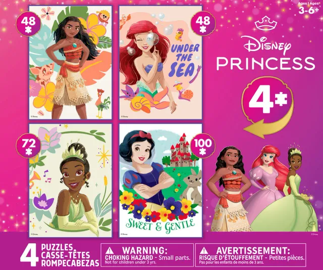 Buffalo Games Disney Princess børnepuslespil 4-pak 48-100 prinsesse