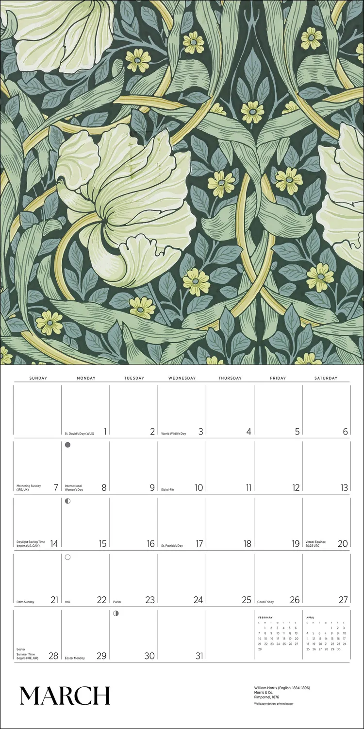 Pomegranate William Morris vægkalender 2027 blomster
