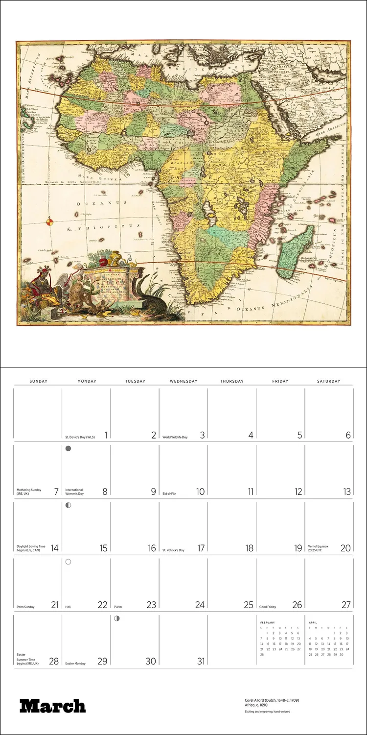 Pomegranate Antique Maps 2027 vægkalender historiske kort