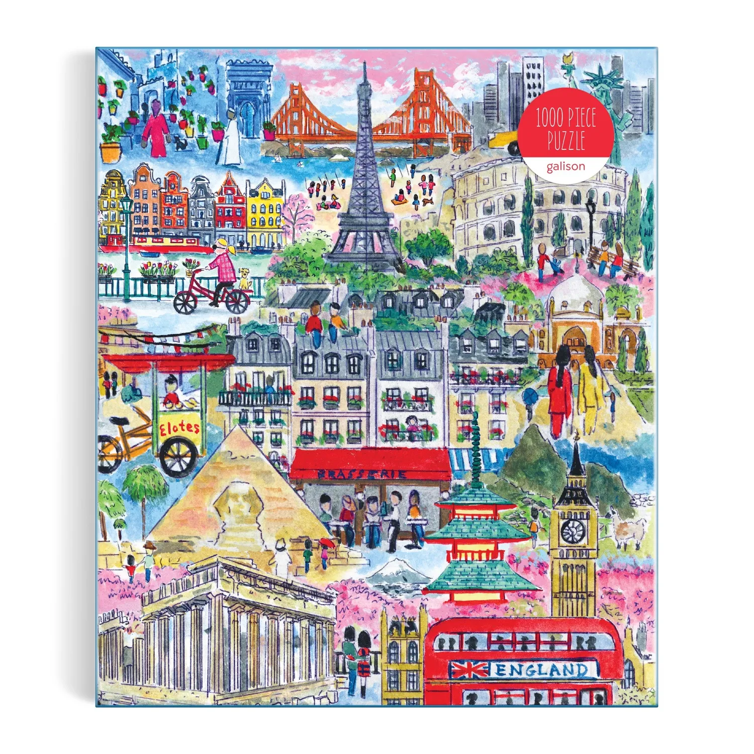 Galison Michael Storrings Cities Around the World puslespil 1000 brikker bymotiv