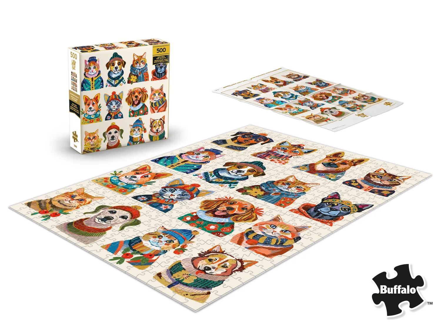 Buffalo Games Gold Dressy Dogs puslespil 500 brikker hunde