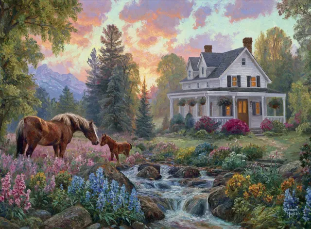 Buffalo Games Silver Select Floral Pasture puslespil 1000 brikker solnedgang
