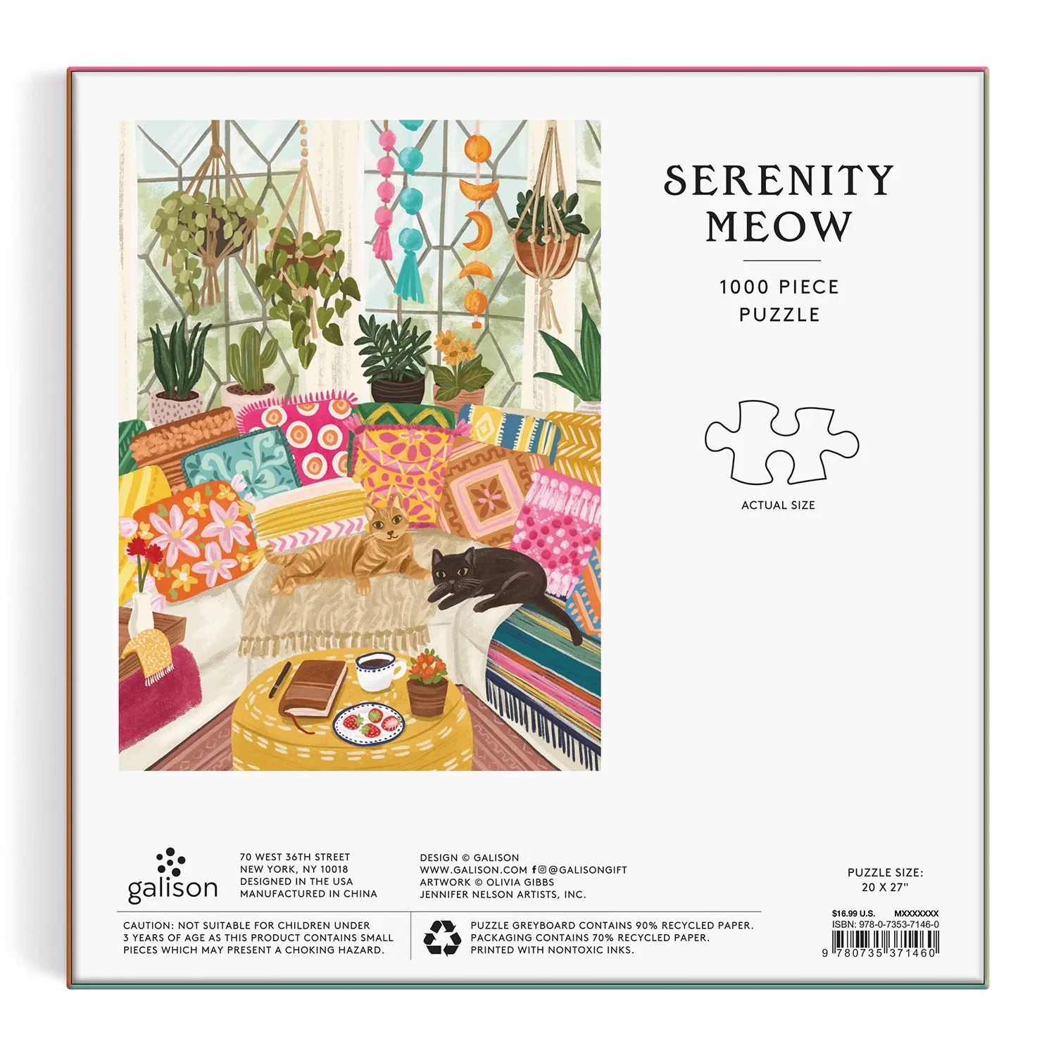 Good Puzzle Co. Olivia Gibbs Serenity Meow puslespil 1000 brikker katte
