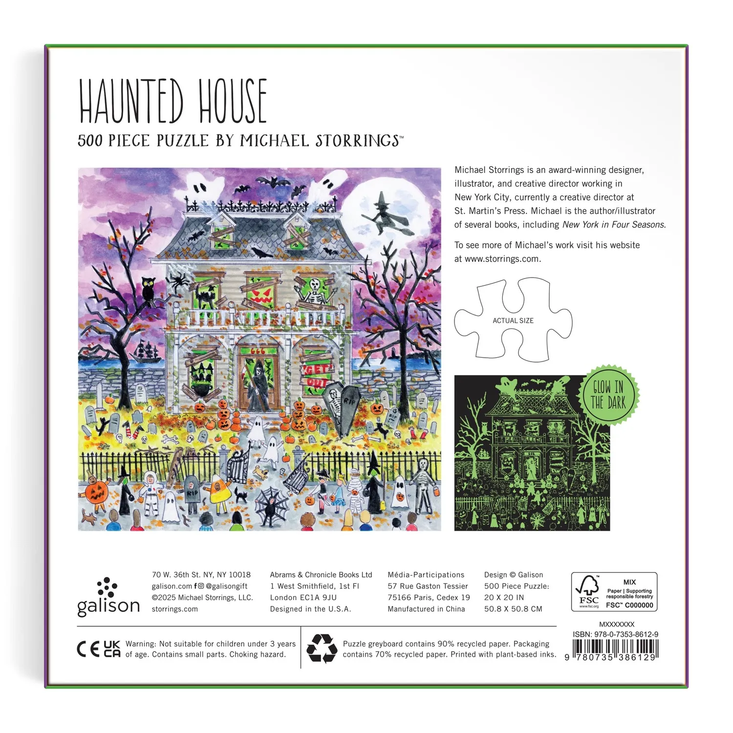 Galison Haunted House puslespil 500 brikker selvlysende