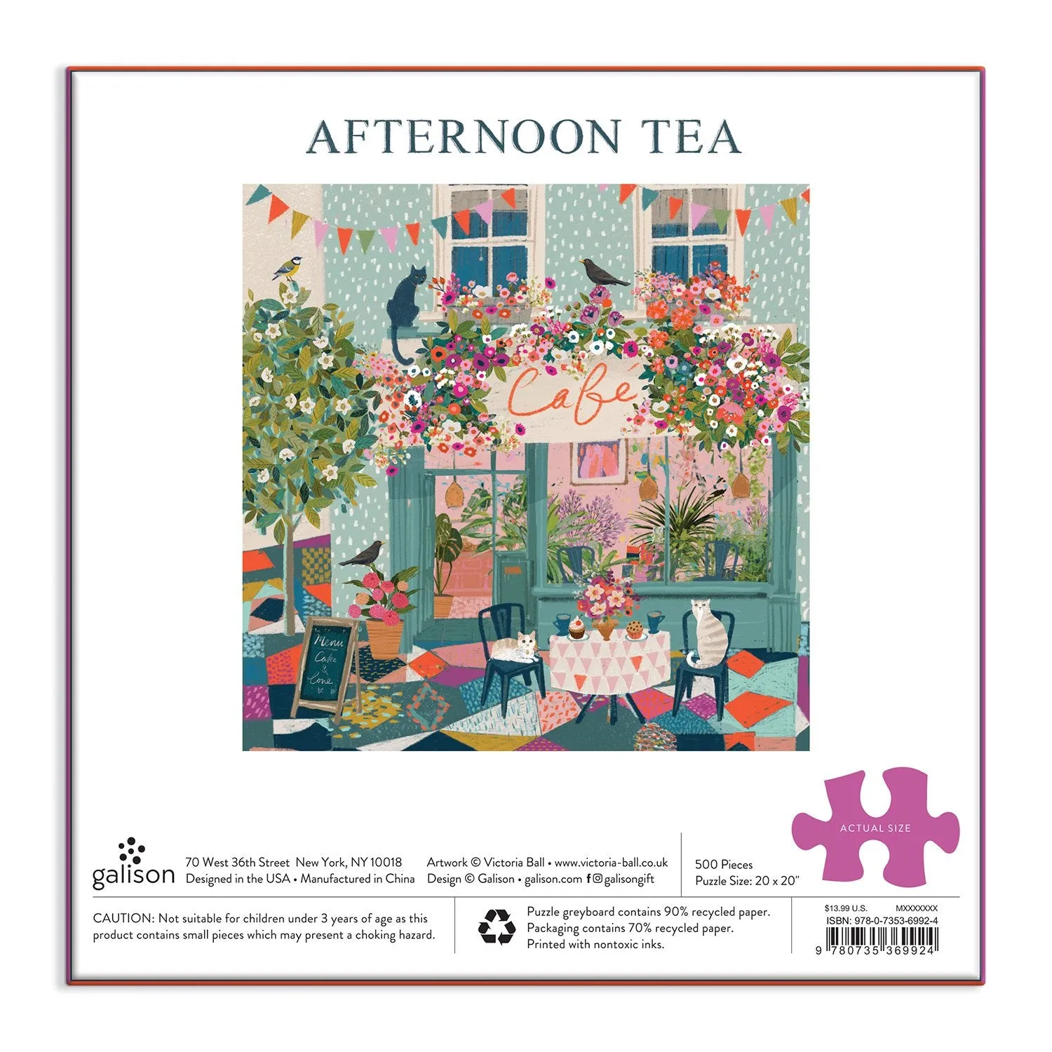 Galison Afternoon Tea 500 puslespil café med katte