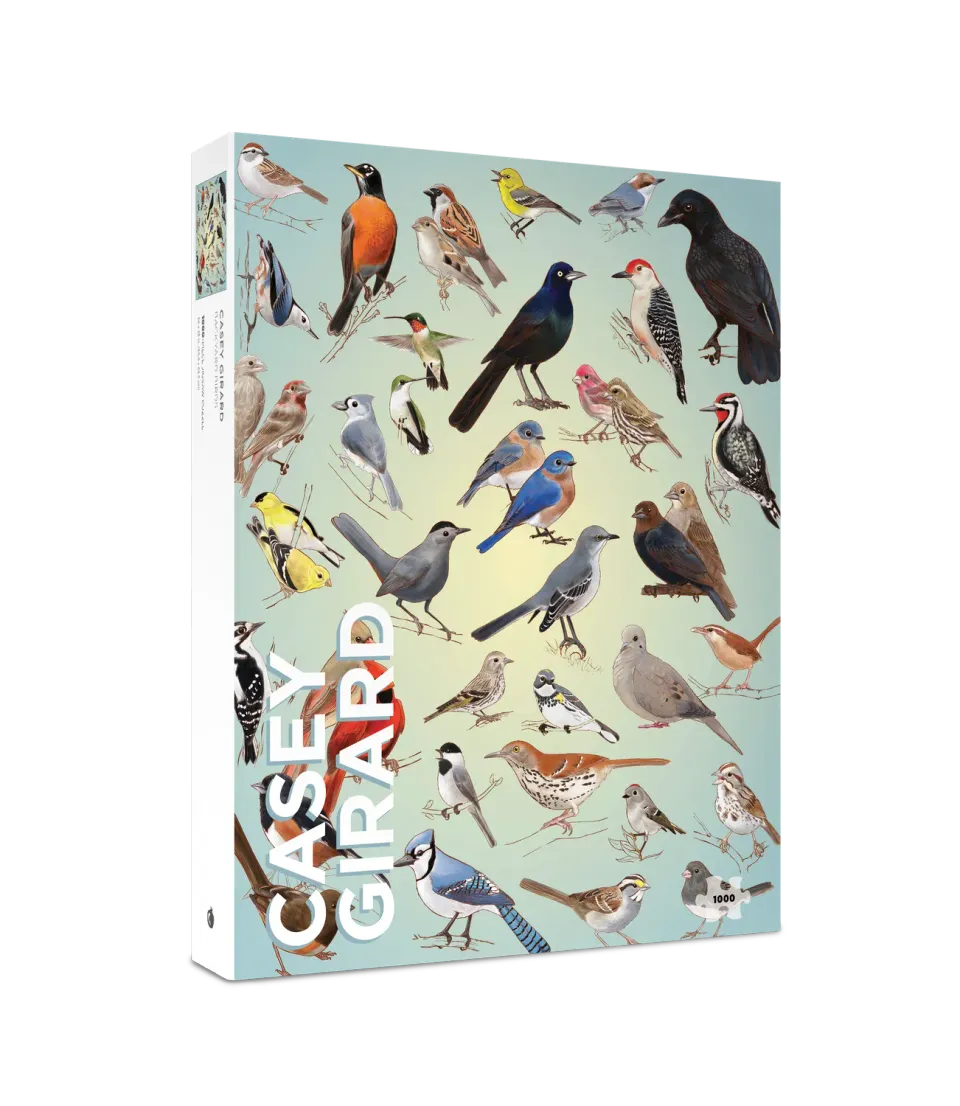 Pomegranate Casey Girard Backyard Birds puslespil 1000 brikker fugle
