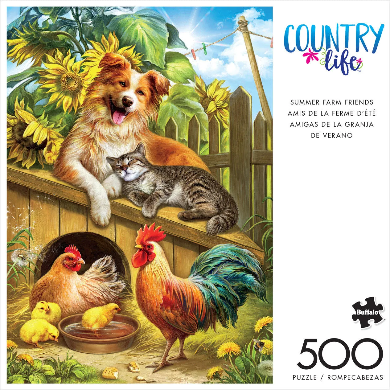 Buffalo Games Country Life Summer Farm Friends puslespil 500 brikker dyr