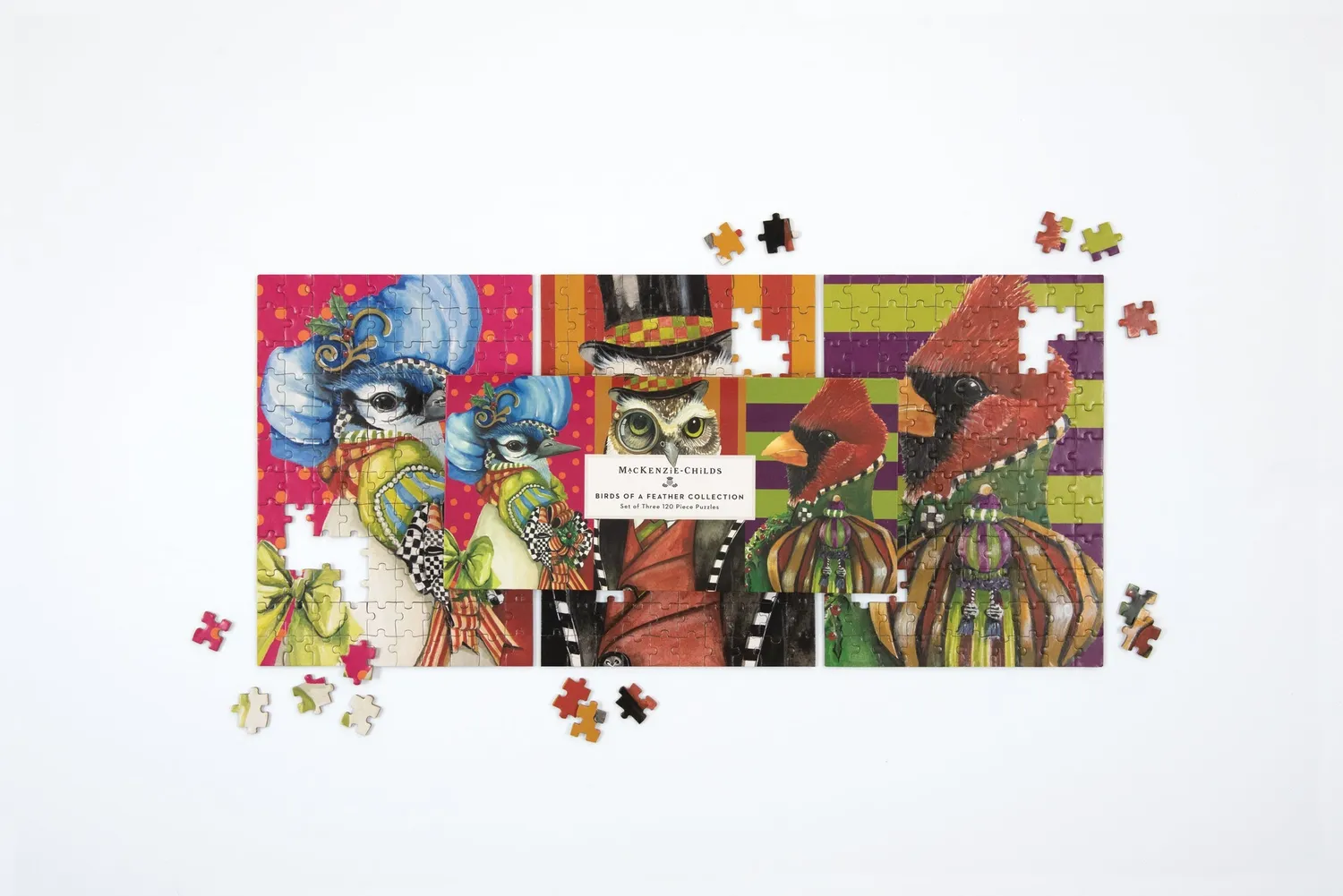 MacKenzie-Childs Birds of a Feather puslespil sæt 3x120 brikker
