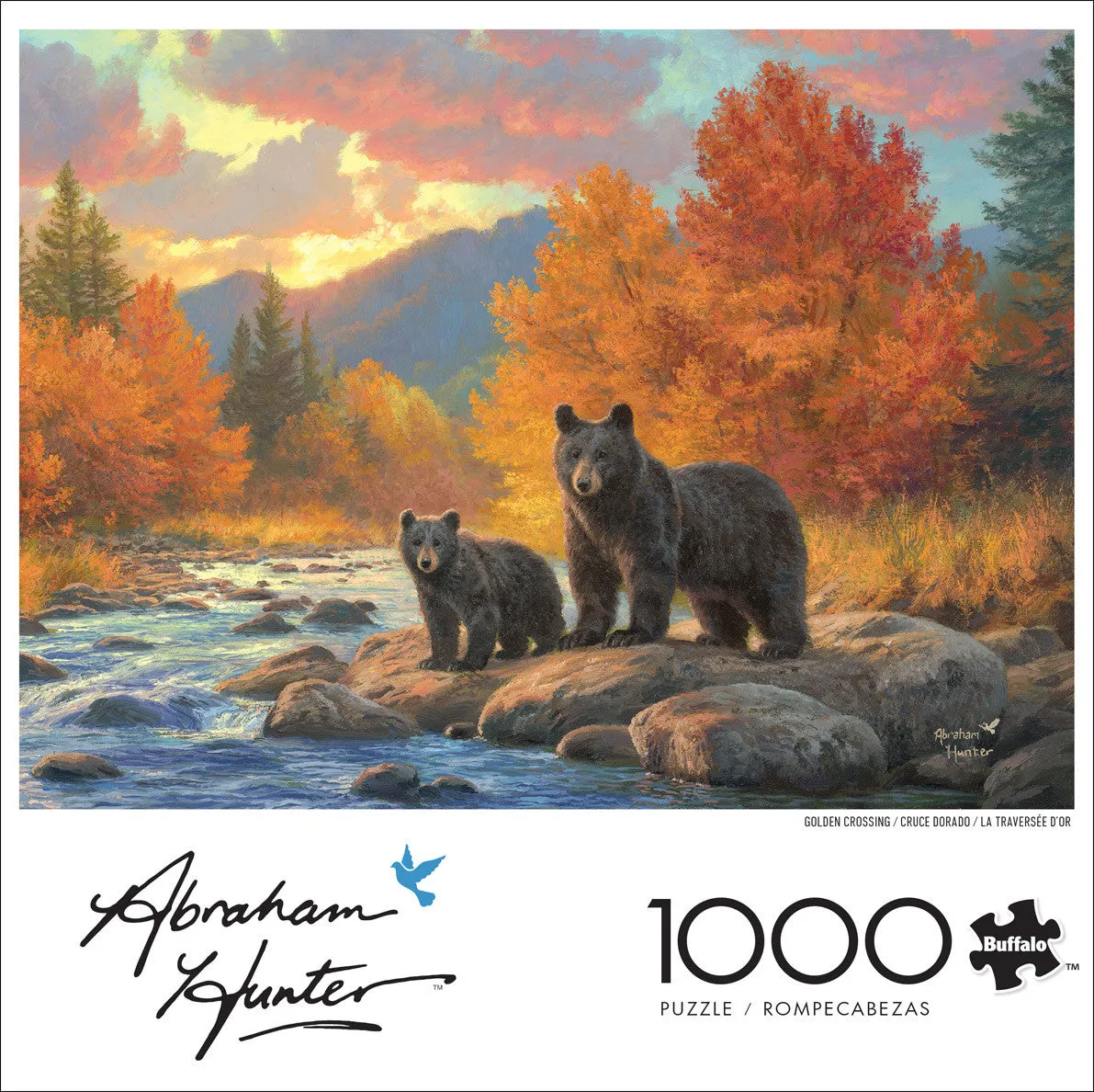 Buffalo Games Abraham Hunter Golden Crossing puslespil 1000 brikker bjørn