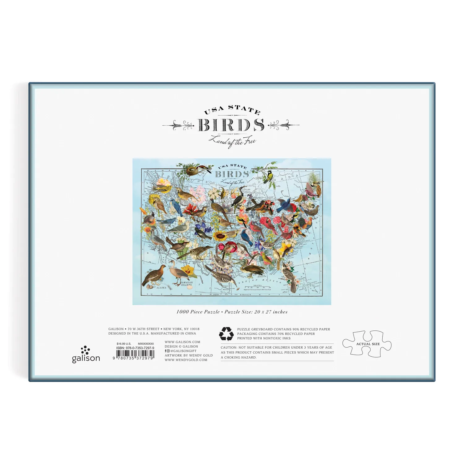 Good Puzzle Co. Wendy Gold State Birds 1000 puslespil fugle
