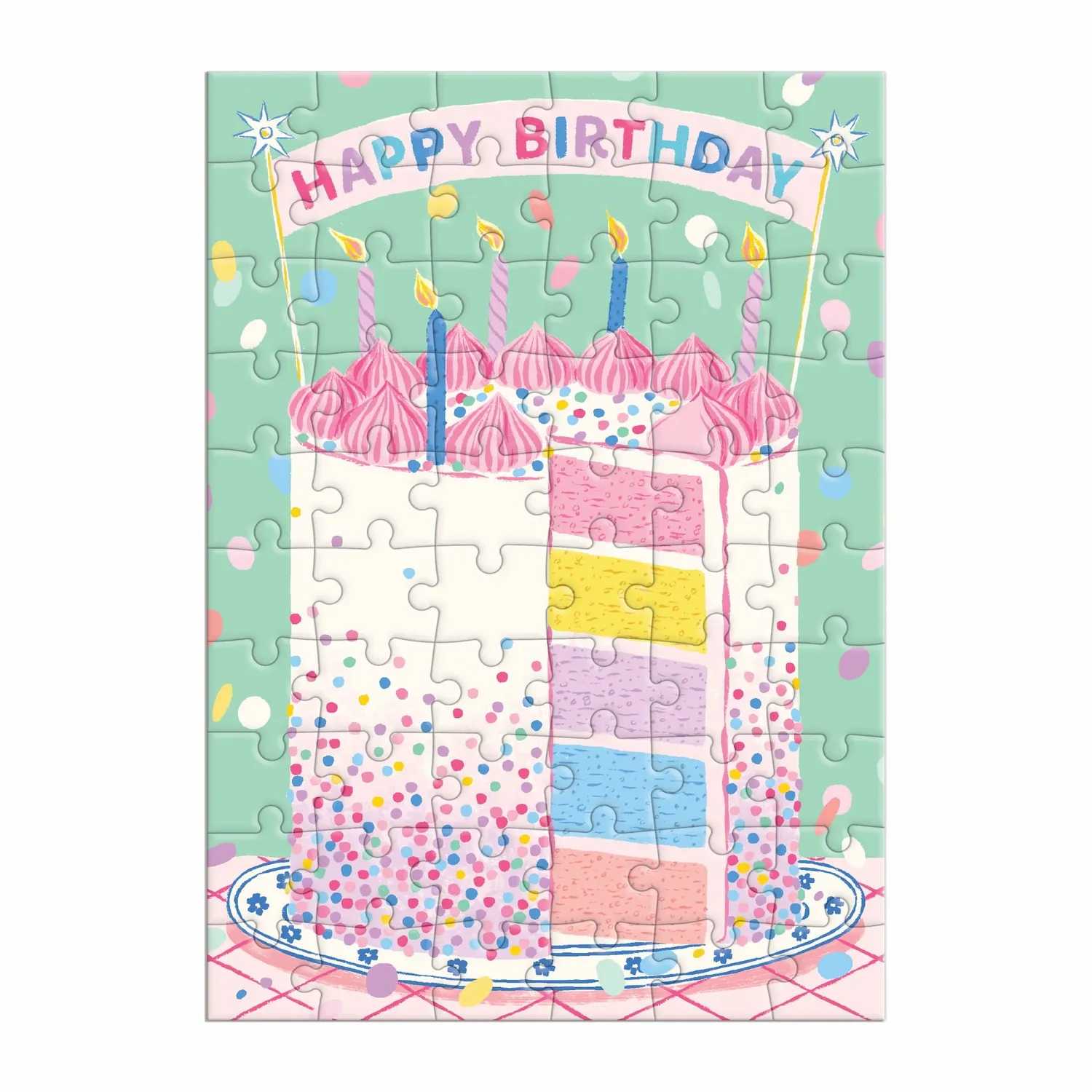 Good Puzzle Co. Emily Taylor Confetti Birthday puslespil kort 60 kage