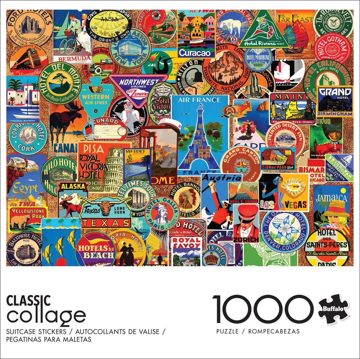 Buffalo Games Classic Collage Suitcase Stickers puslespil 1000 brikker