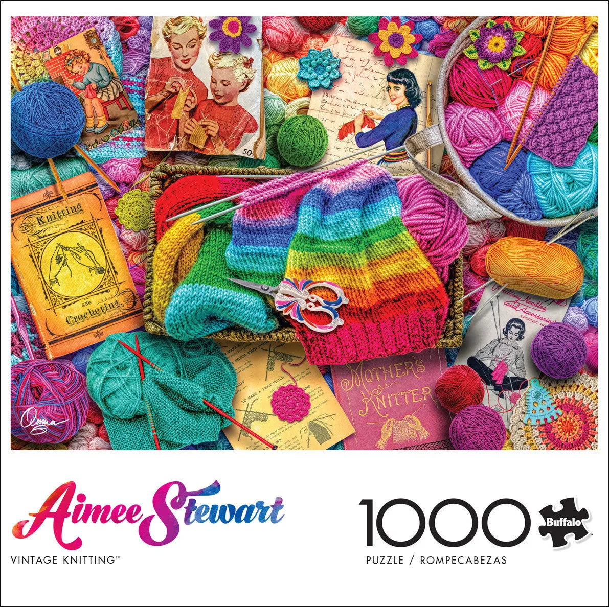 Buffalo Games Aimee Stewart Vintage Knitting puslespil 1000 brikker garn