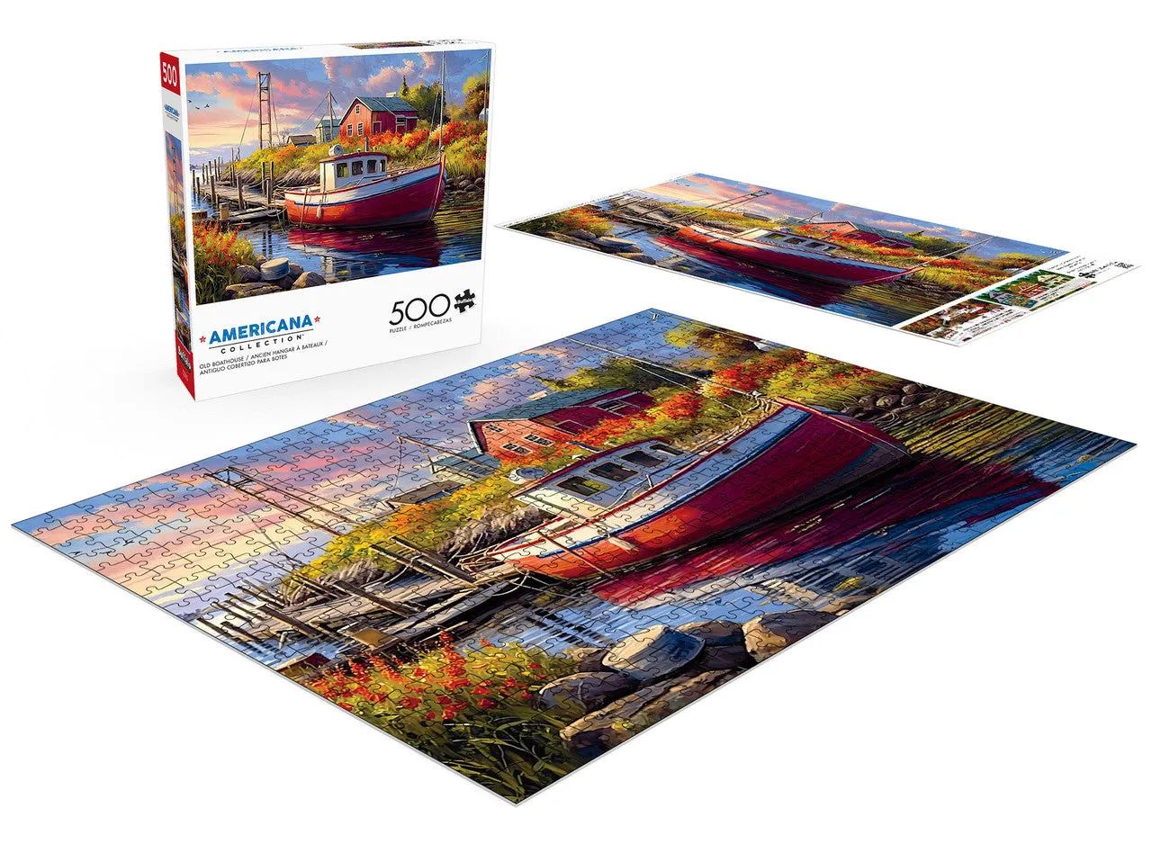 Buffalo Games Americana Old Boathouse puslespil 500 brikker flodmotiv
