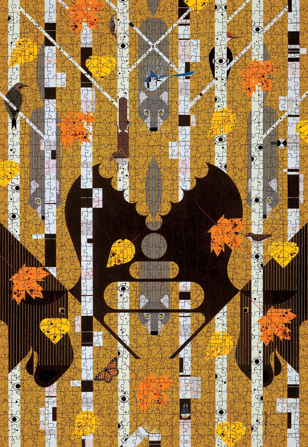 Pomegranate Charley Harper Isle Royale puslespil 1000 brikker dyremotiv