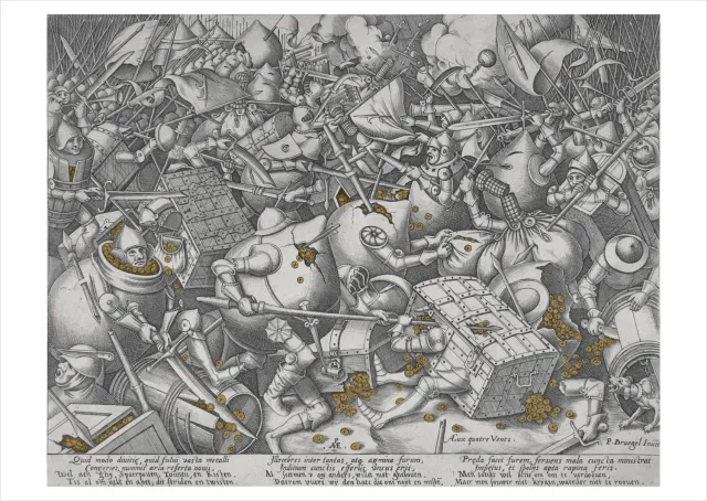Pomegranate Pieter van der Heyden postkort Battle about Money