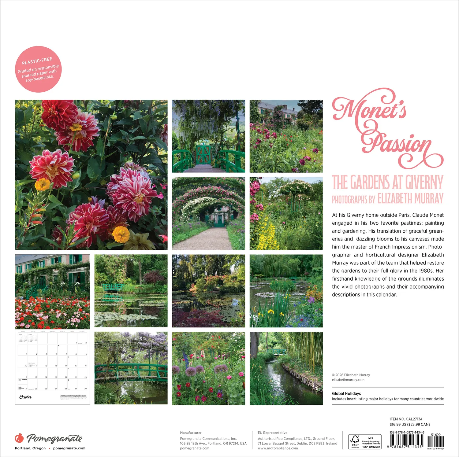 Pomegranate Monet's Passion Giverny 2027 vægkalender have