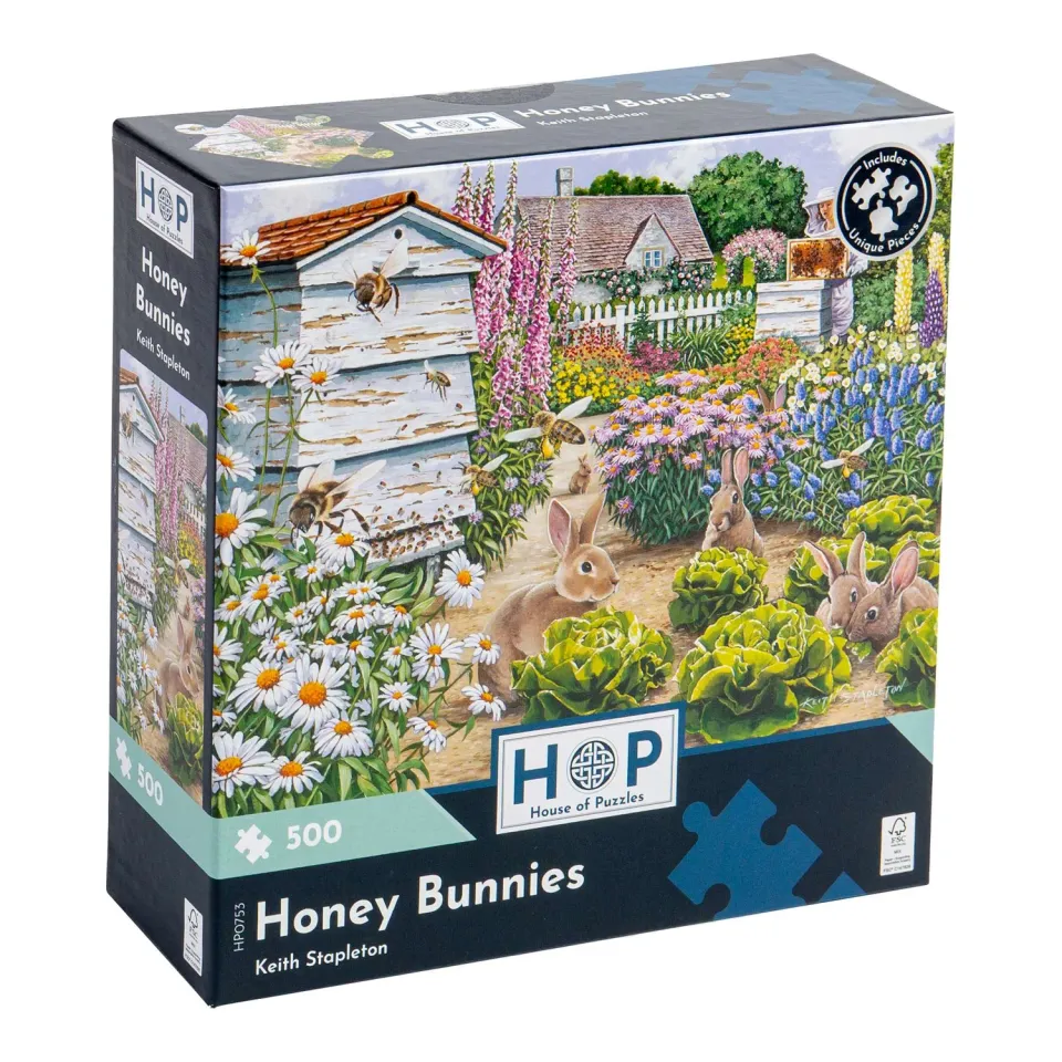 House of Puzzle Honey Bunnies puslespil 500 brikker kaninmotiv