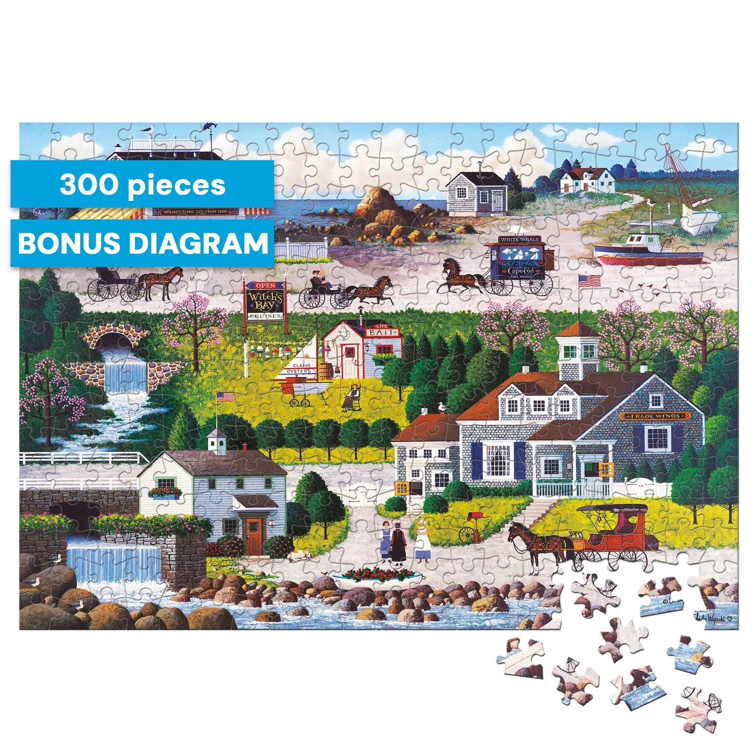 Buffalo Games Charles Wysocki Cricket Hawk Harbor puslespil 300 store brikker