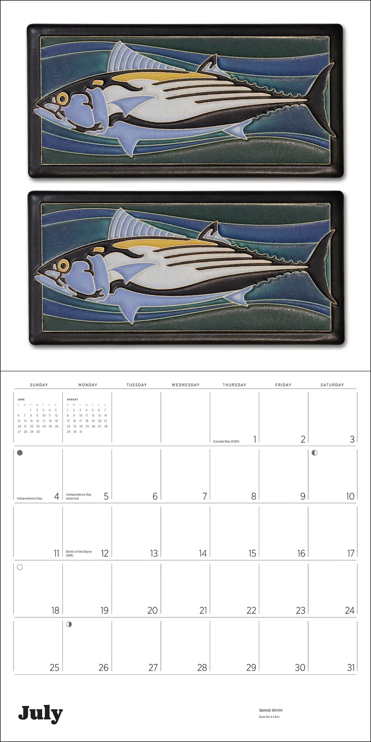 Pomegranate Arts Crafts Tiles Motawi vægkalender 2027 kakler
