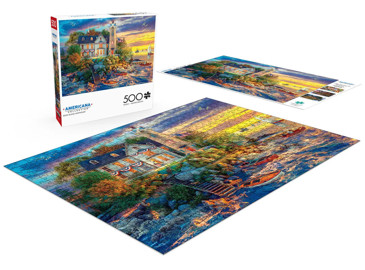 Buffalo Games Americana Rock Island Lighthouse puslespil 500 brikker