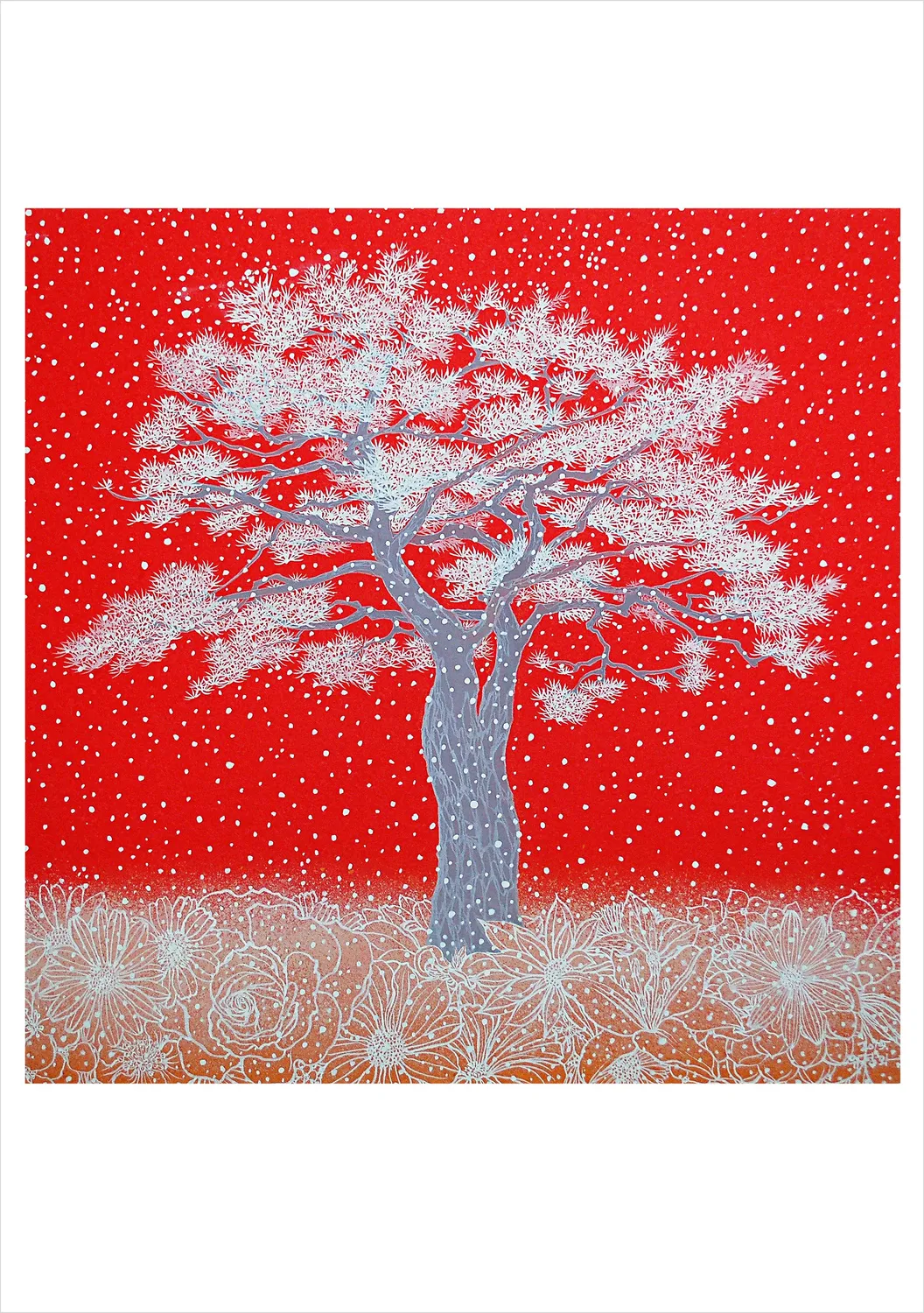 Pomegranate Snow Flower Pine julekort 20 stk