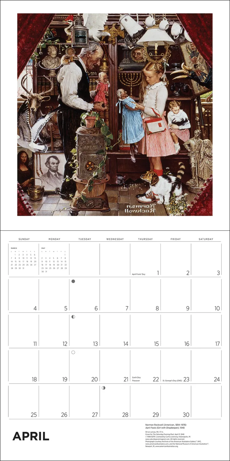 Pomegranate Norman Rockwell vægkalender 2027 Post