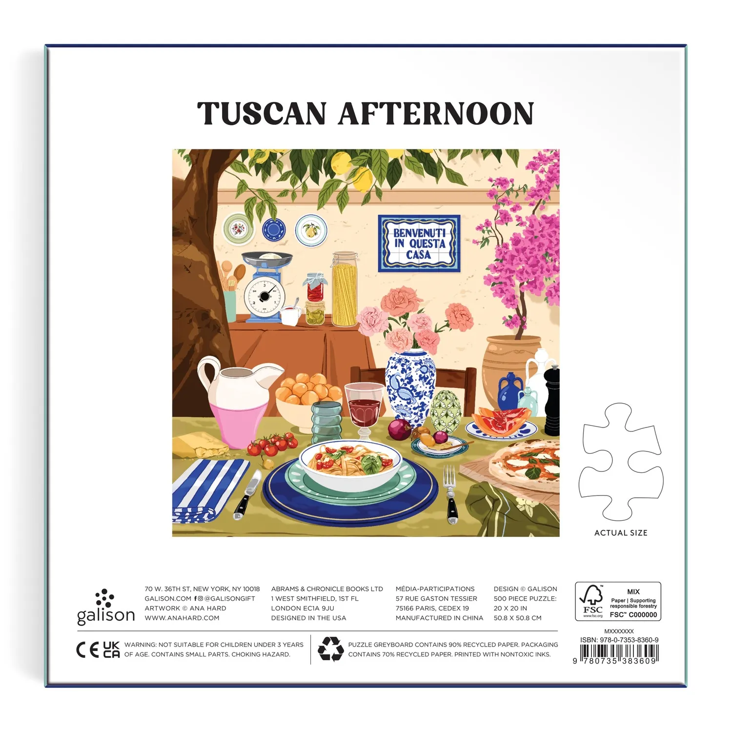 Galison Ana Hard Tuscan Afternoon puslespil 500 brikker mad