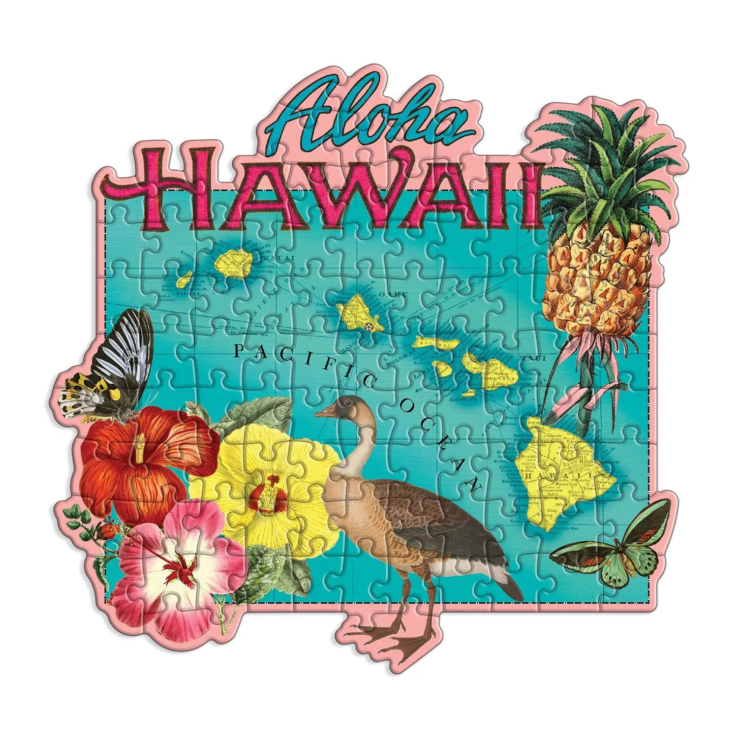 Galison Wendy Gold Hawaii mini puslespil 100 brikker formet