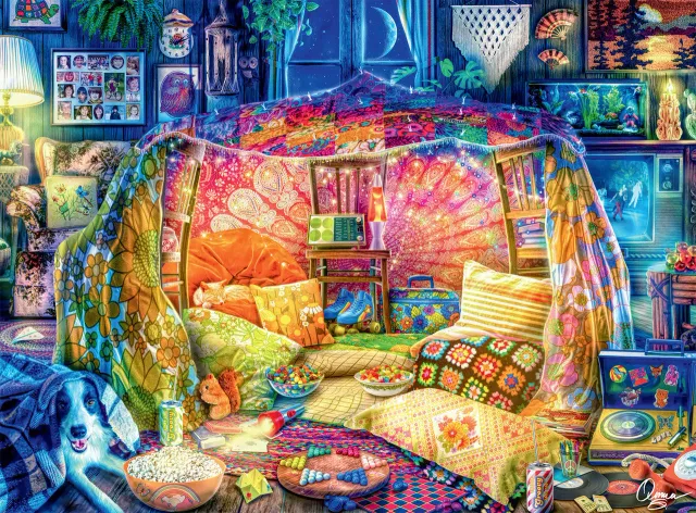 Buffalo Games Aimee Stewart Blanket Fort puslespil 1000 brikker hygge