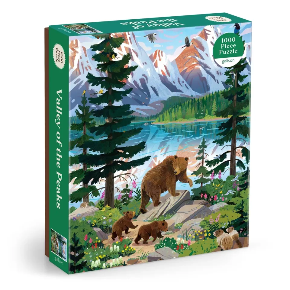 Good Puzzle Co. Valley of the Peaks puslespil 1000 brikker bjergsø
