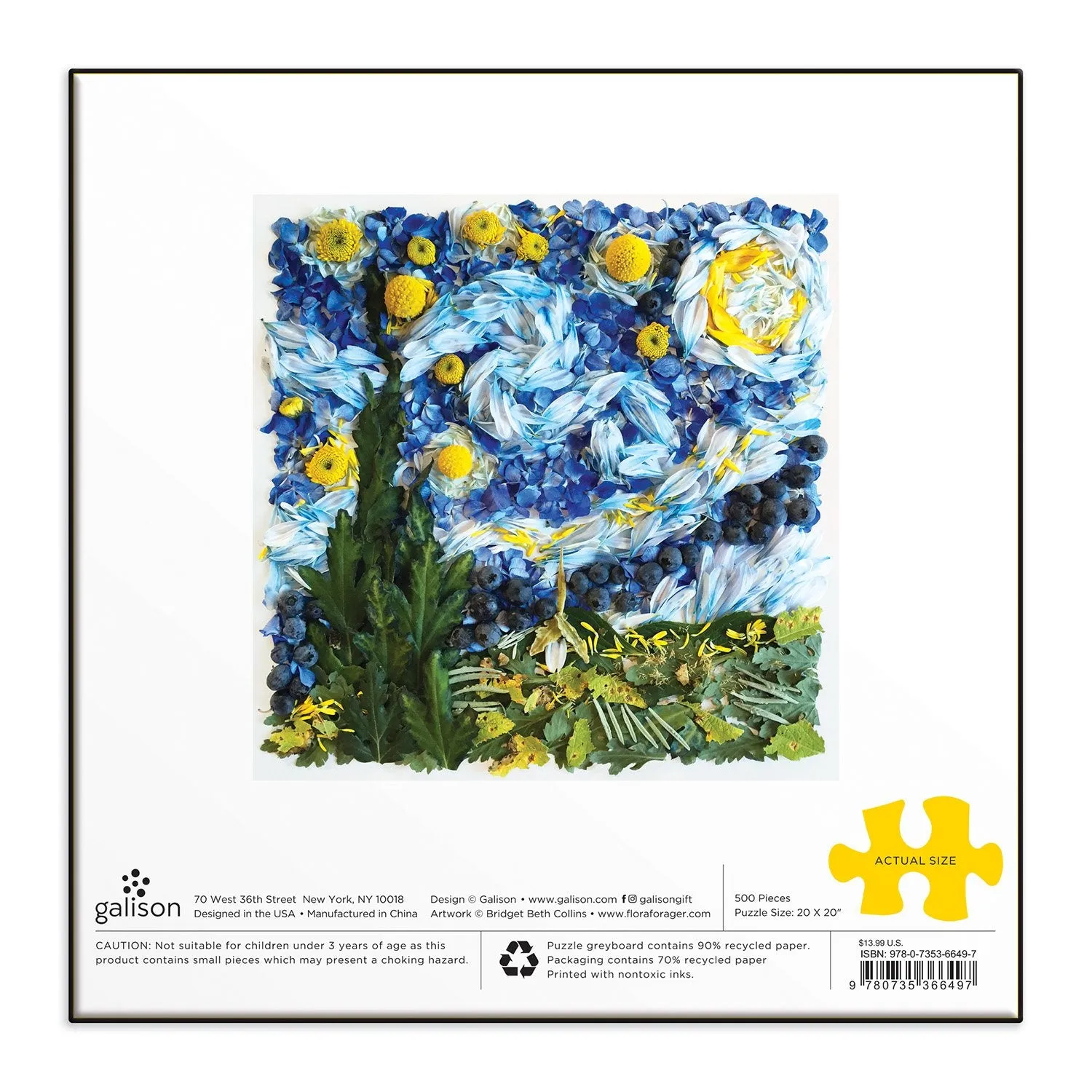 Galison Collins Starry Night Petals 500 puslespil 500 brikker blomst