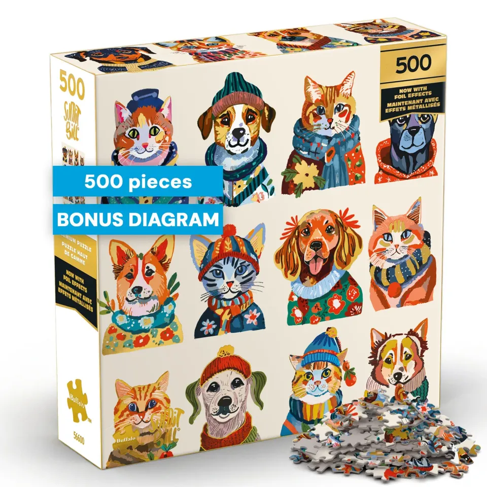 Buffalo Games Gold Dressy Dogs puslespil 500 brikker hunde
