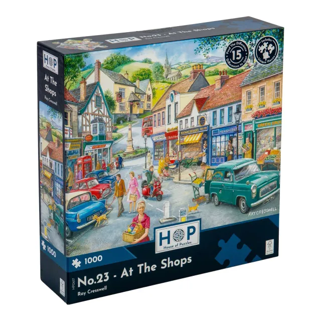 House of Puzzle No.23 At The Shops puslespil 1000 brikker find forskellen