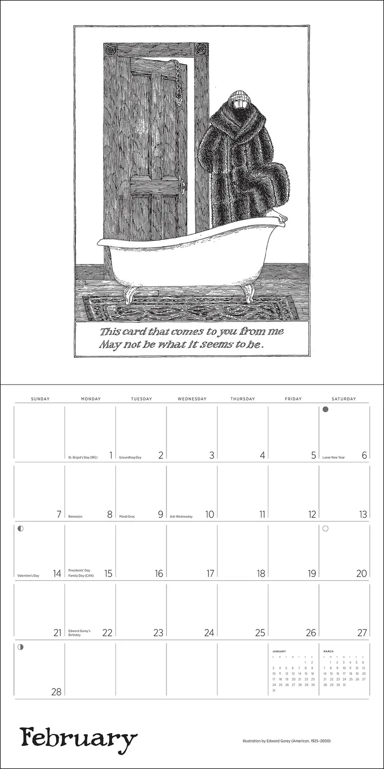 Pomegranate Edward Gorey 2027 vægkalender humor