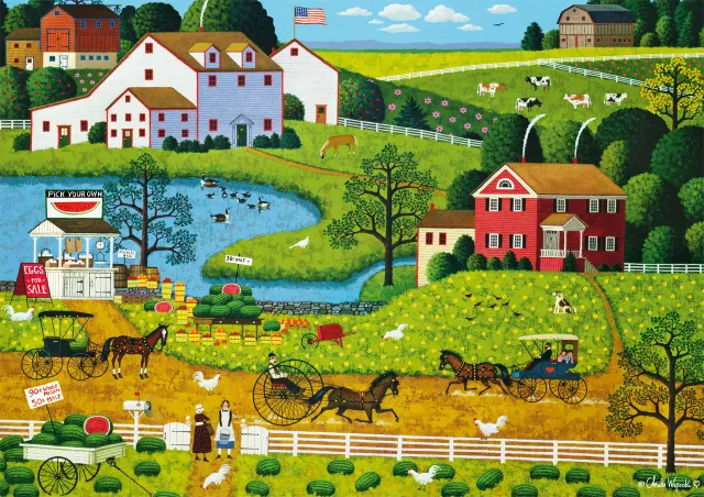 Buffalo Games Americana Jolly Hill Farms puslespil 500 brikker gårdmotiv