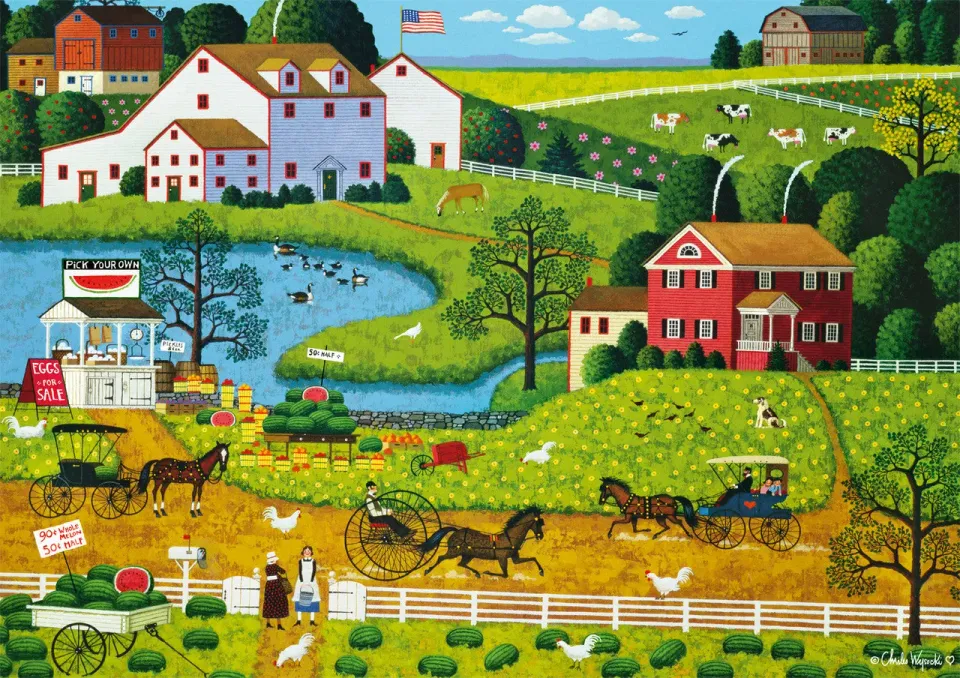 Buffalo Games Americana Jolly Hill Farms puslespil 500 brikker gårdmotiv
