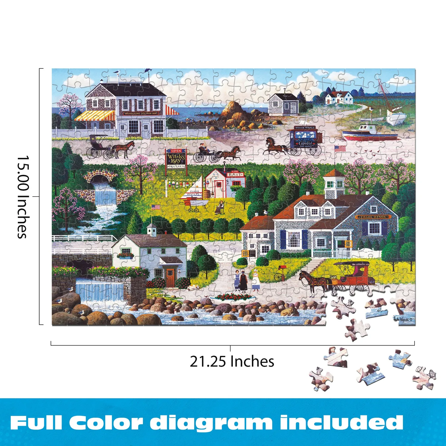 Buffalo Games Charles Wysocki Cricket Hawk Harbor puslespil 300 store brikker