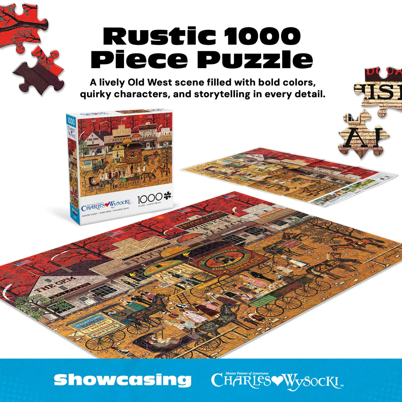 Buffalo Games Charles Wysocki Smooth Talker puslespil 1000 brikker western